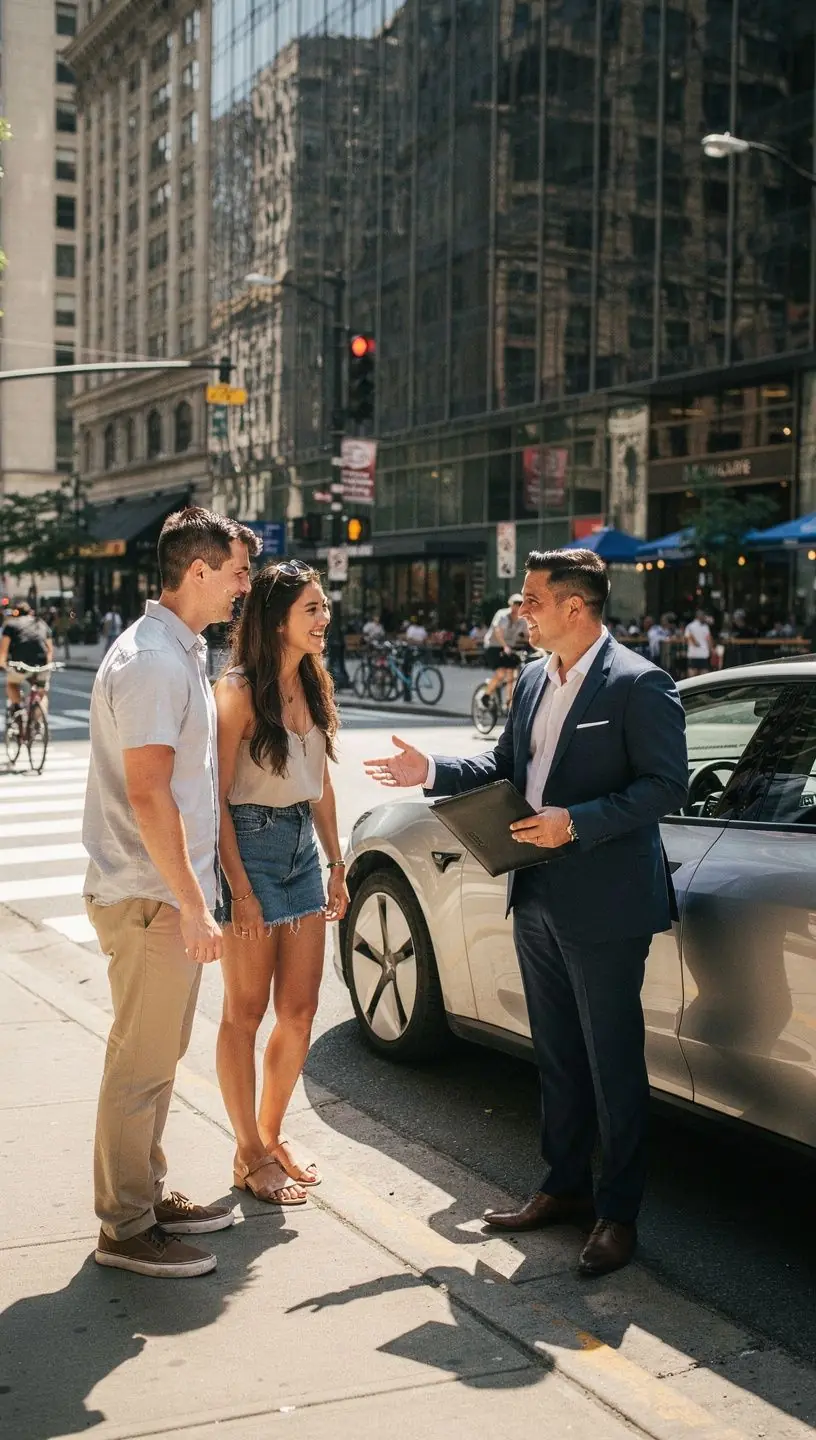 Bezpieczny kierowca korzystający z nowoczesnych technologii w samochodzie