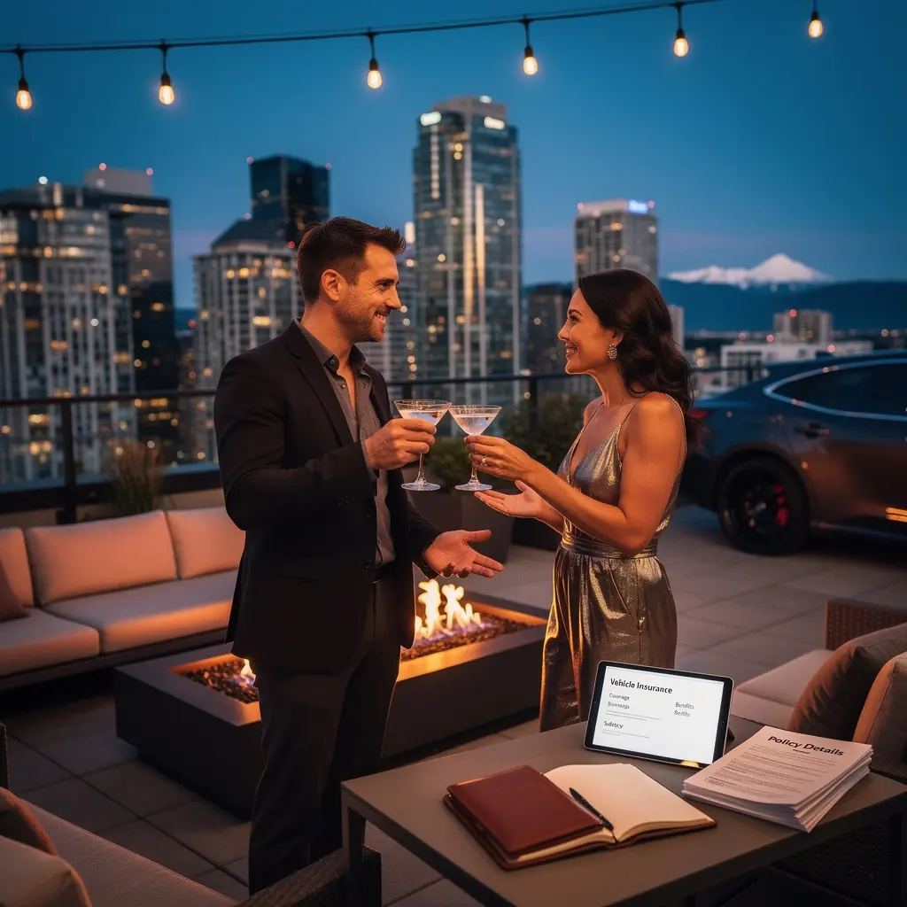 Kierowca sprawdzający swoją polisę ubezpieczeniową w nowoczesnym samochodzie