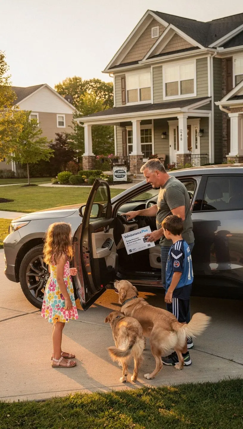 Obrazek przedstawiający zadowolonego kierowcę na tle swojego samochodu