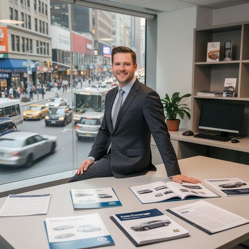 Obrazek przedstawiający uśmiechniętego kierowcę w nowoczesnym pojeździe